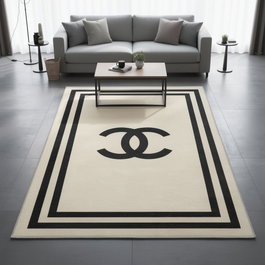Conceptum Alfombra de Poliéster Beige y Negro 60 x 100 cm